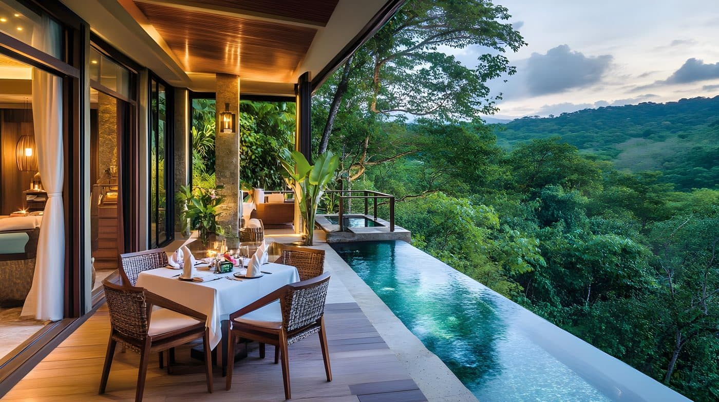 Costa Rica terrace at dusk